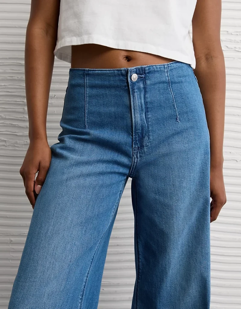 Jean ample à jambe large taille très haute extensible Drapé de rêve AE