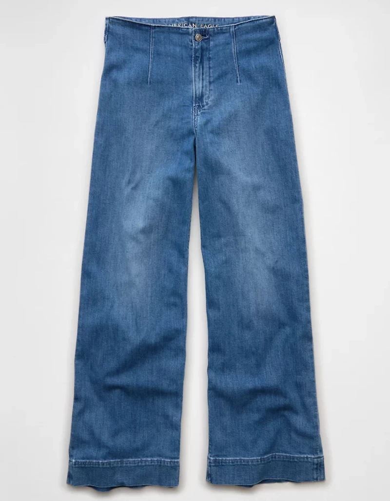 Jean ample à jambe large taille très haute extensible Drapé de rêve AE