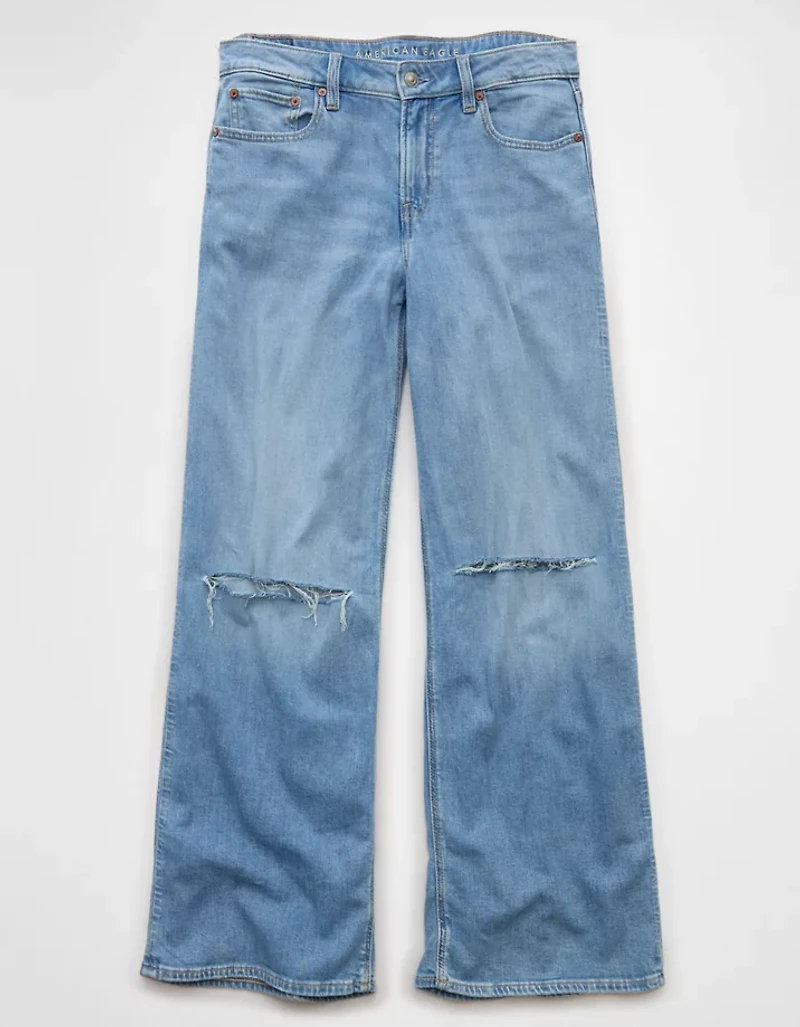 AE Dreamy Drape Stretch Ripped Low-Rise Baggy Wide-Leg Jean