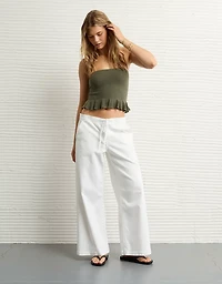Jean à ceinture élastique jambe très large et taille basse extensible AE