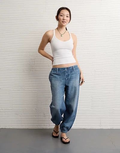 AE High-Waisted Printed Denim Fleece Jogger