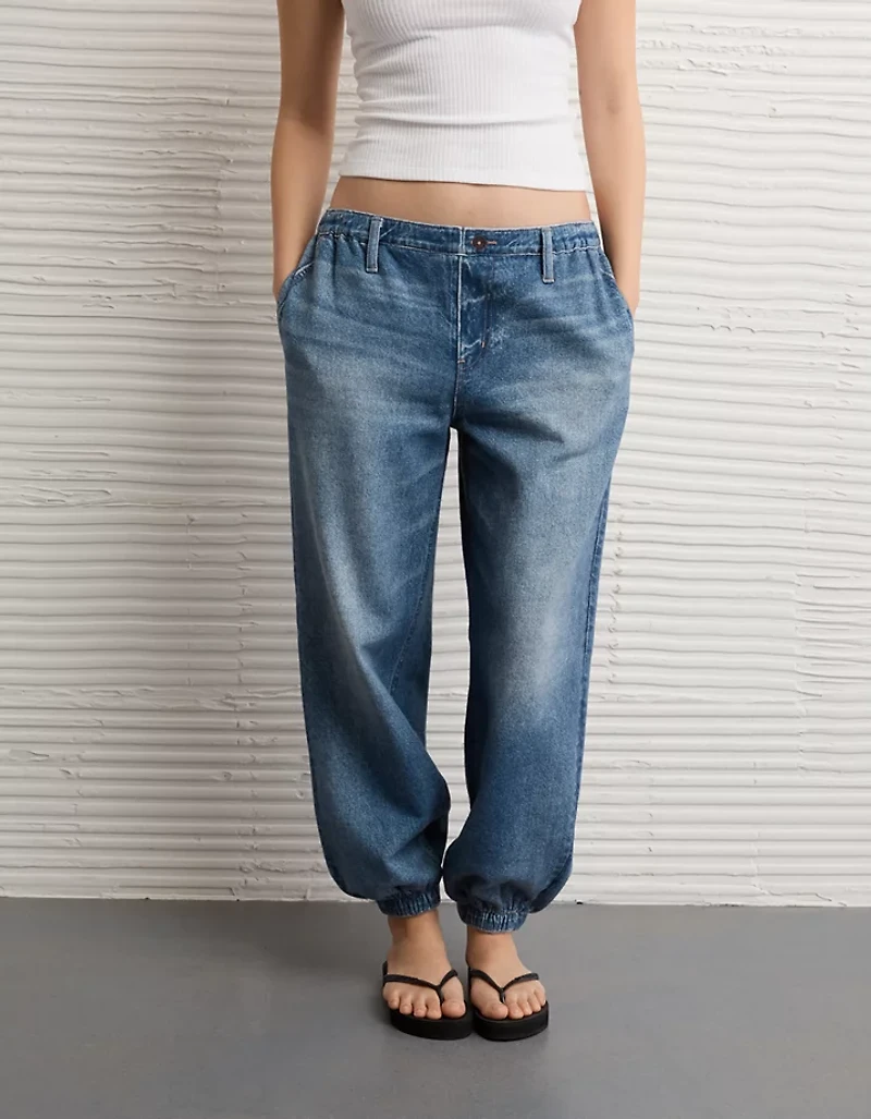 AE High-Waisted Printed Denim Fleece Jogger