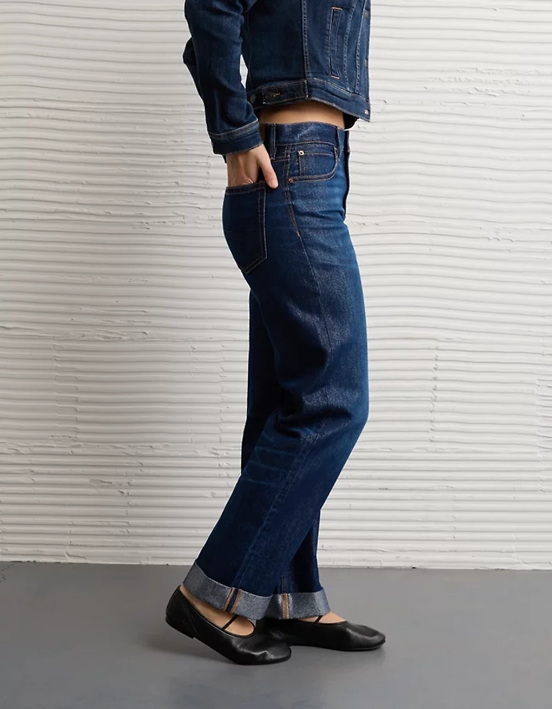 AE Shimmer Low-Rise Cuffed Ex-Boyfriend Jean
