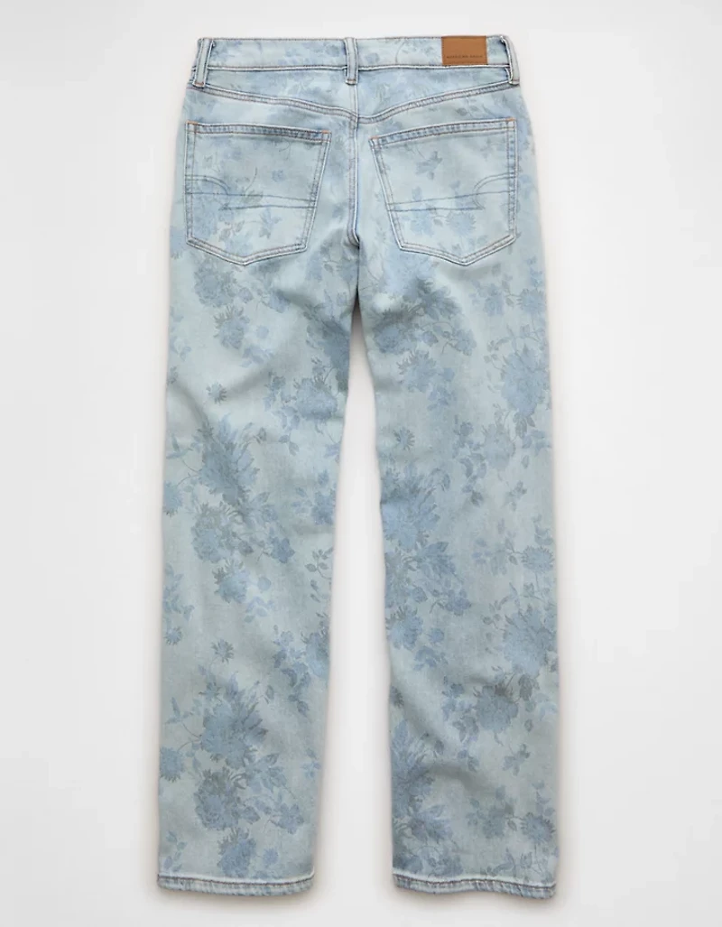 AE Floral Print Stretch Low-Rise Baggy Straight Jean