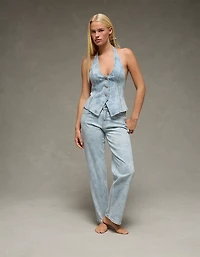 AE Floral Print Stretch Low-Rise Baggy Straight Jean