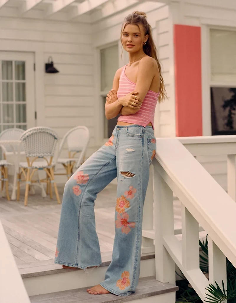 AE Dreamy Drape Stretch Super Low-Rise Baggy Flare Jean