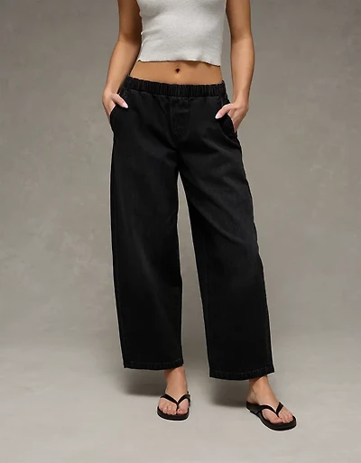 AE Stretch Low-Rise Pull-On Barrel Jean