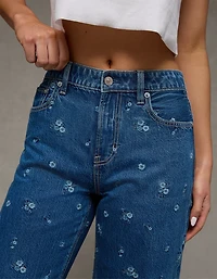 AE Dreamy Drape Strigid Super High-Waisted Embroidered Baggy Wide-Leg Jean
