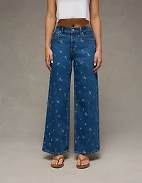 AE Dreamy Drape Strigid Super High-Waisted Embroidered Baggy Wide-Leg Jean