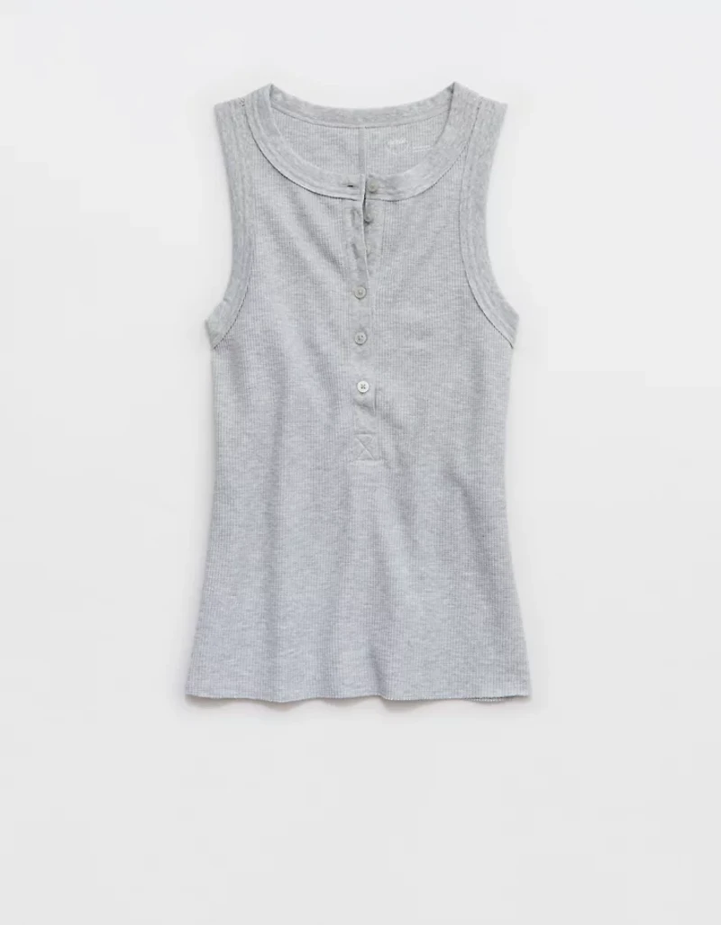 Aerie Unwind Waffle Henley Tank Top