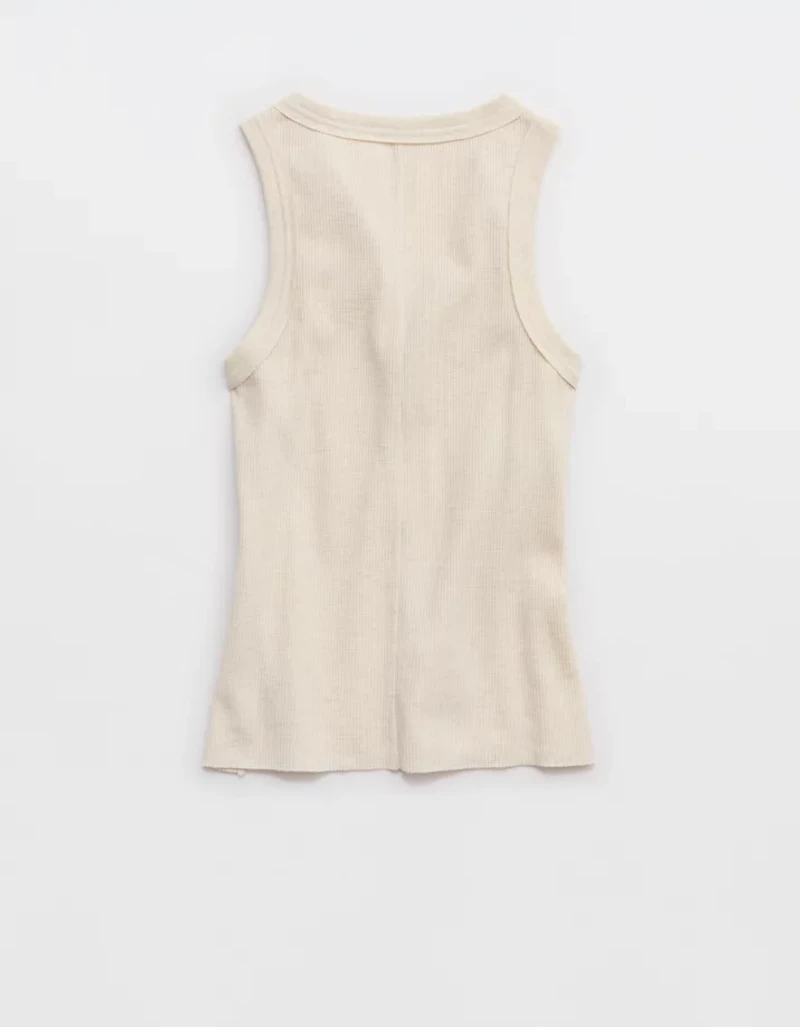Aerie Unwind Waffle Henley Tank Top