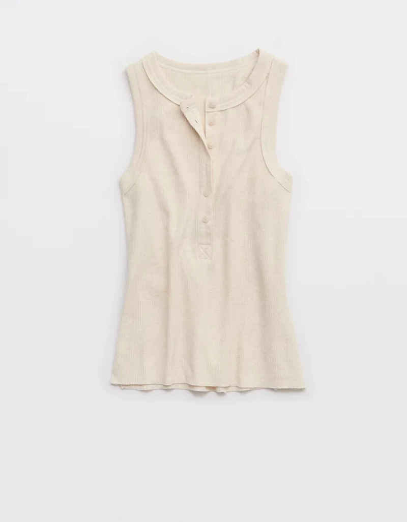 Aerie Unwind Waffle Henley Tank Top