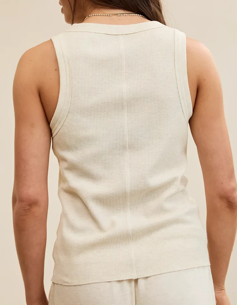 Aerie Unwind Waffle Henley Tank Top