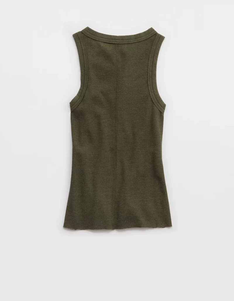 Aerie Unwind Waffle Henley Tank Top