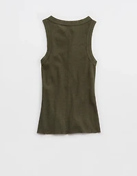 Aerie Unwind Waffle Henley Tank Top