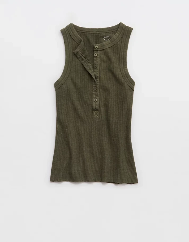 Aerie Unwind Waffle Henley Tank Top