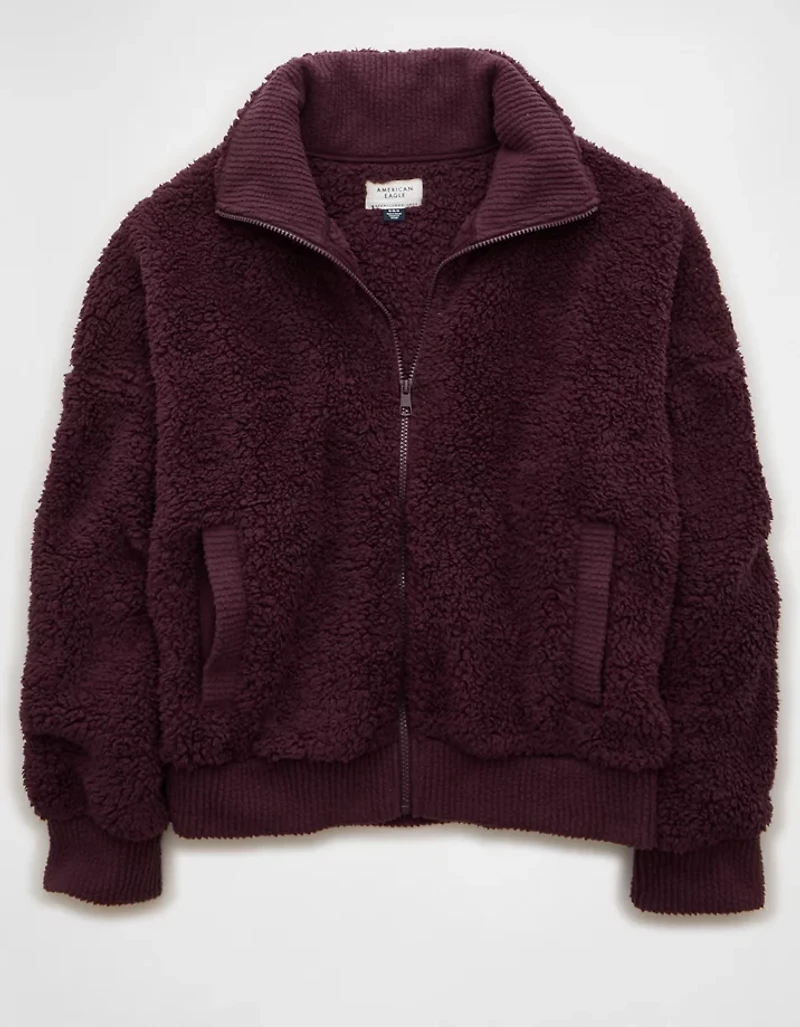 Chandail en sherpa avec glissière pleine longueur AE
