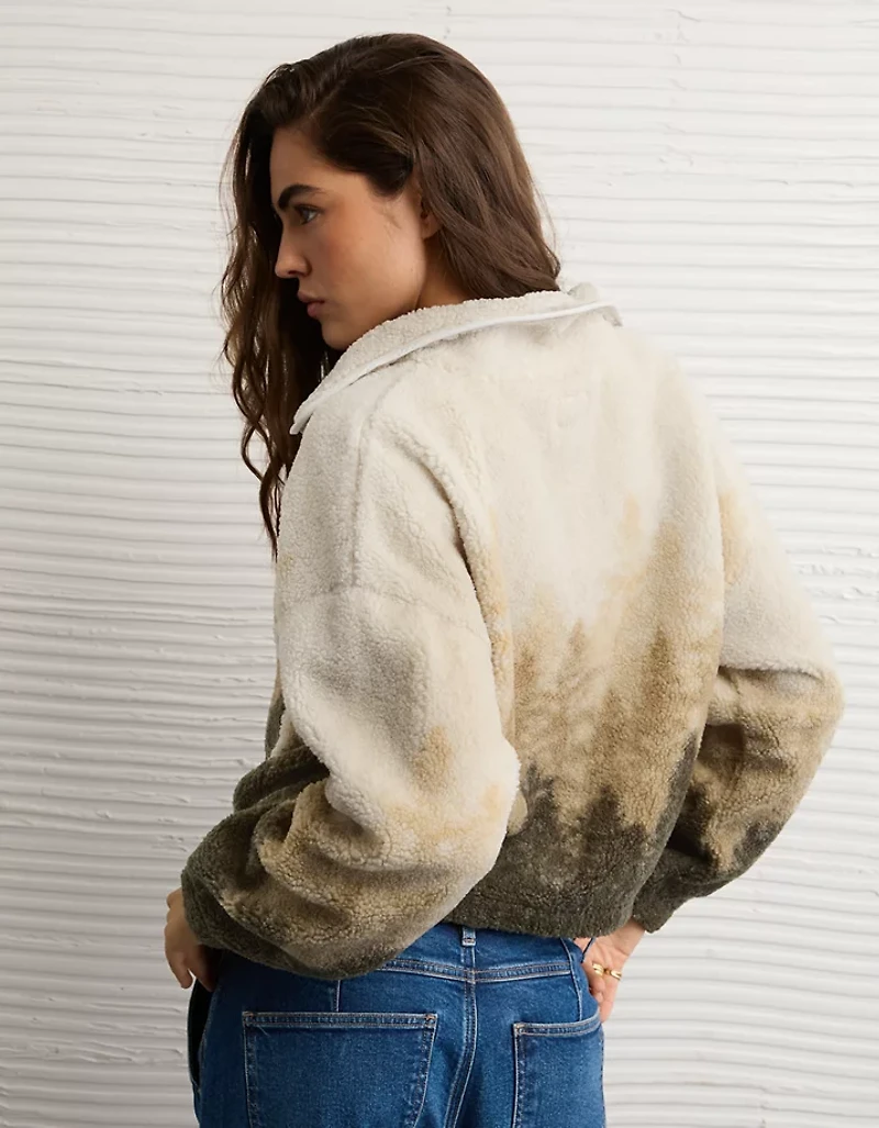 AE Sherpa Fleece Graphic Henley Sweatshirt