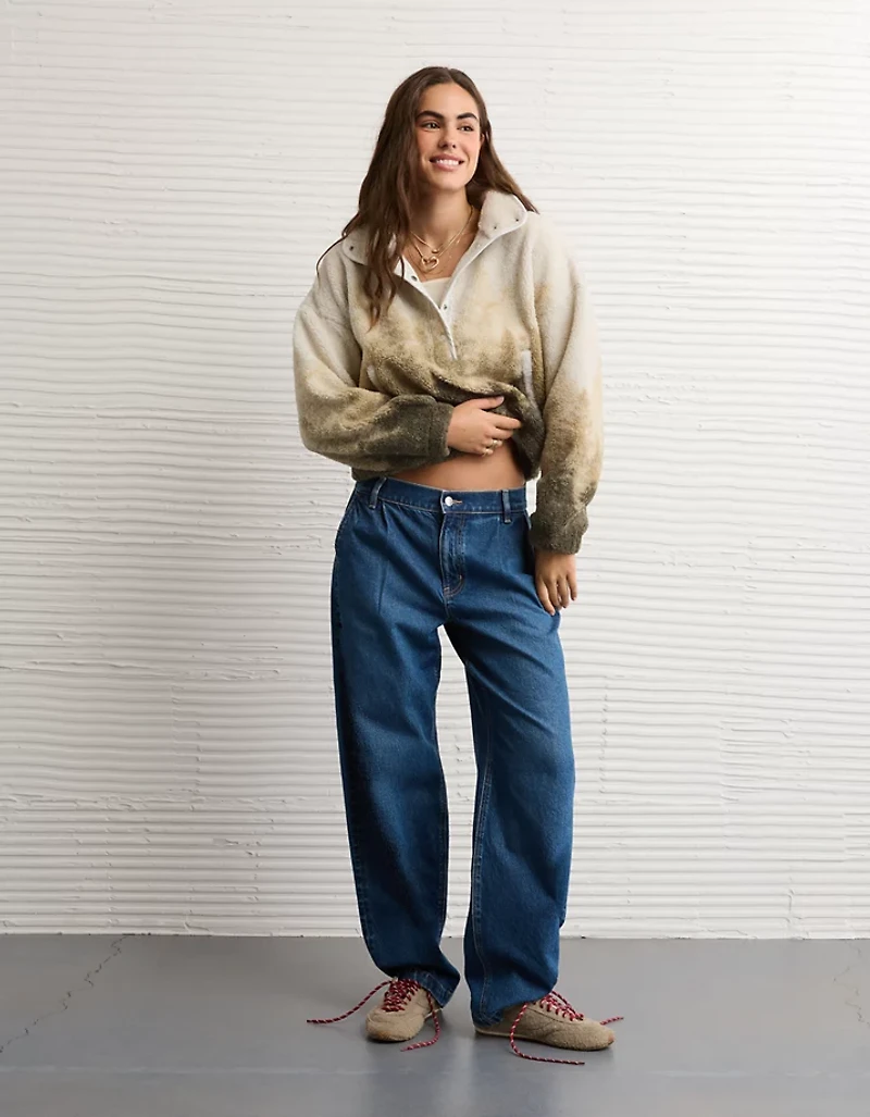 AE Sherpa Fleece Graphic Henley Sweatshirt