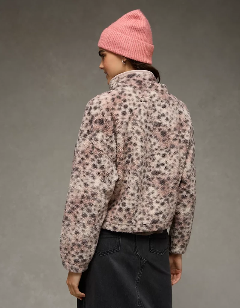 AE Sherpa Fleece Graphic Henley Sweatshirt