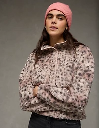 AE Sherpa Fleece Graphic Henley Sweatshirt