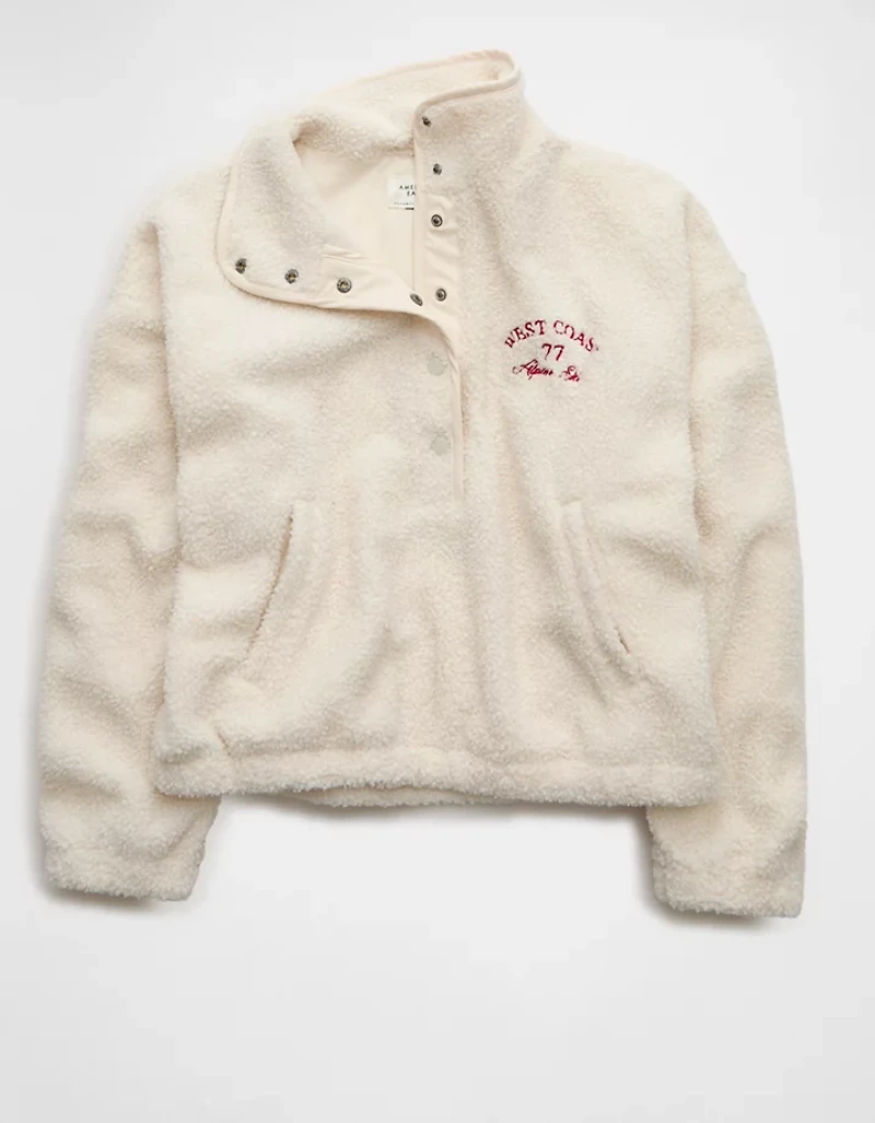 AE Sherpa Fleece Graphic Henley Sweatshirt