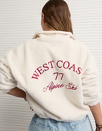 AE Sherpa Fleece Graphic Henley Sweatshirt