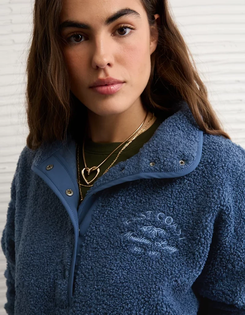 Chandail henley à image en molleton de tissu-laine AE