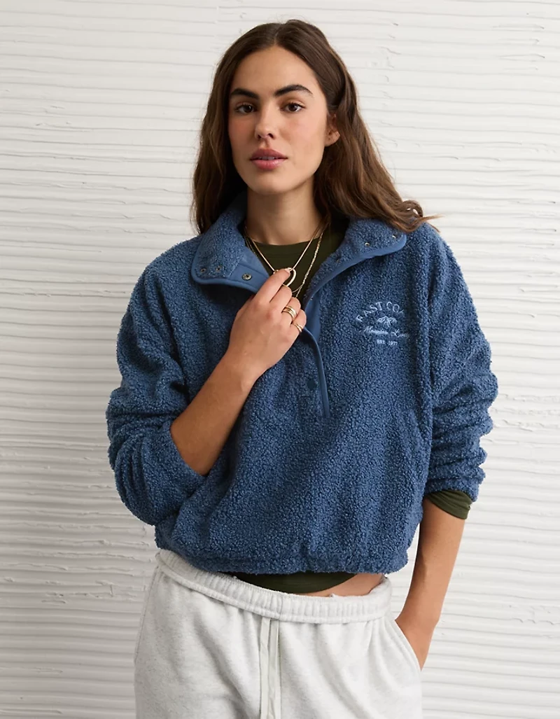 Chandail henley à image en molleton de tissu-laine AE