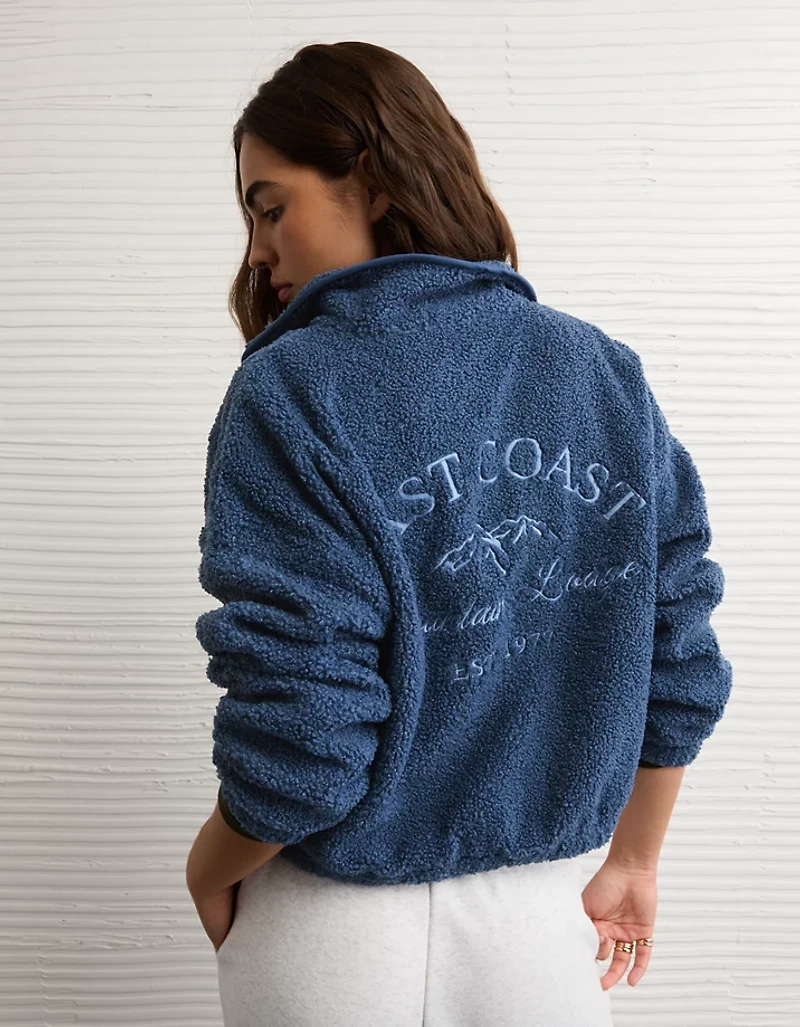 AE Sherpa Fleece Graphic Henley Sweatshirt