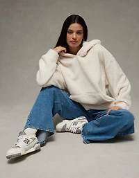 Chandail à capuchon en molleton de tissu-laine AE