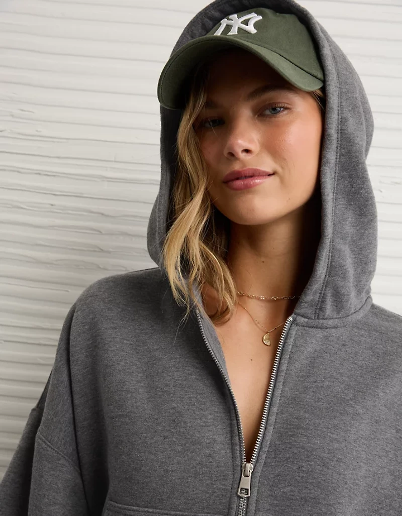 AE Everyday Luxe Barrel Sleeve Full Zip Hoodie