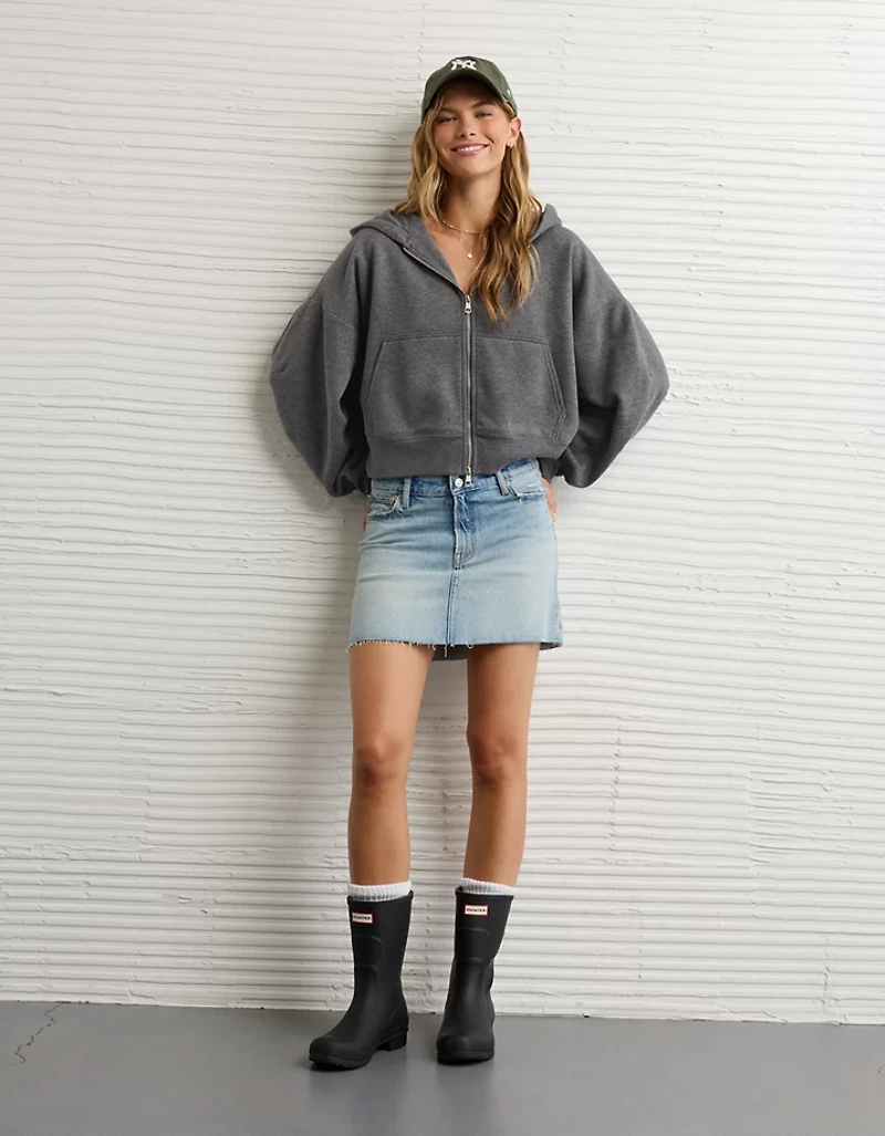 AE Everyday Luxe Barrel Sleeve Full Zip Hoodie