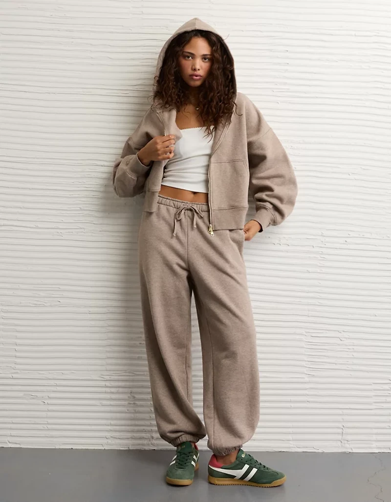 AE Everyday Luxe Barrel Sleeve Full Zip Hoodie