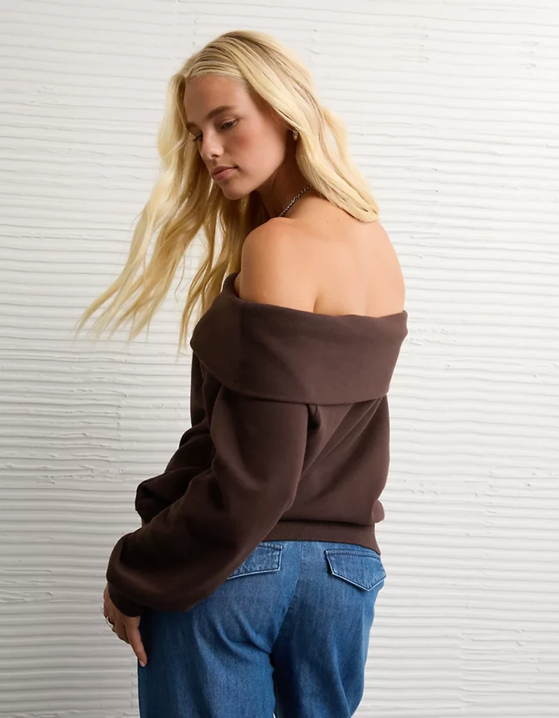 AE Foldover Off-The-Shoulder Sweatshirt