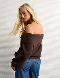 AE Foldover Off-The-Shoulder Sweatshirt