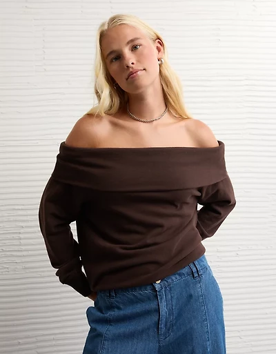 AE Foldover Off-The-Shoulder Sweatshirt
