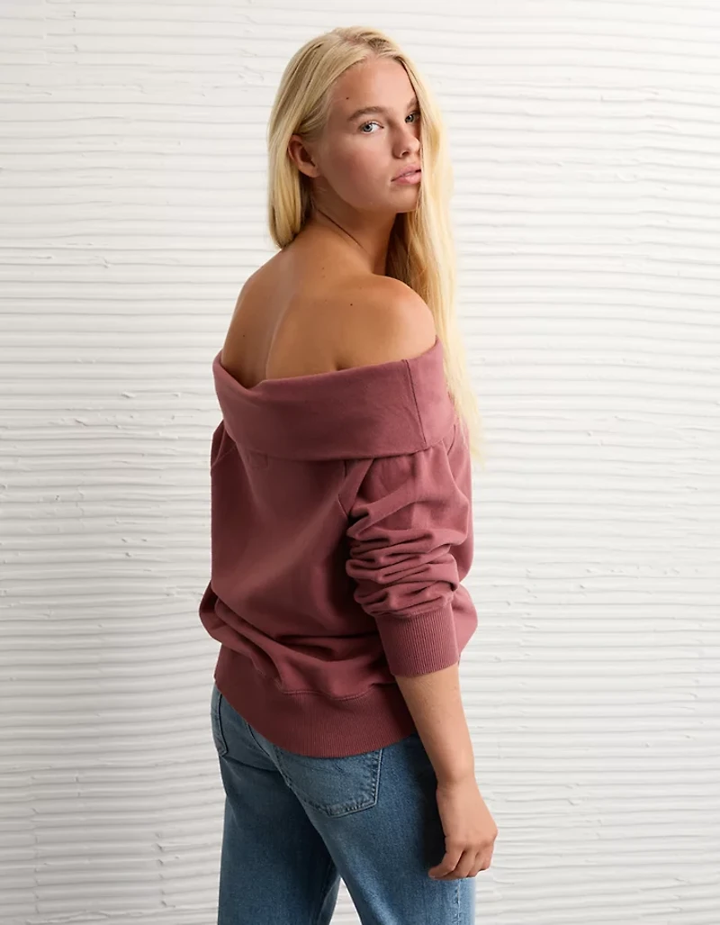 AE Foldover Off-The-Shoulder Sweatshirt