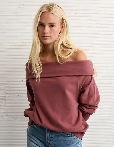 AE Foldover Off-The-Shoulder Sweatshirt