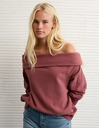 AE Foldover Off-The-Shoulder Sweatshirt