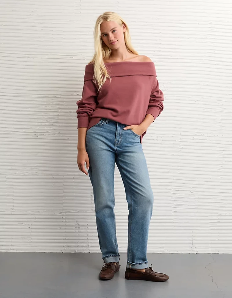 AE Foldover Off-The-Shoulder Sweatshirt