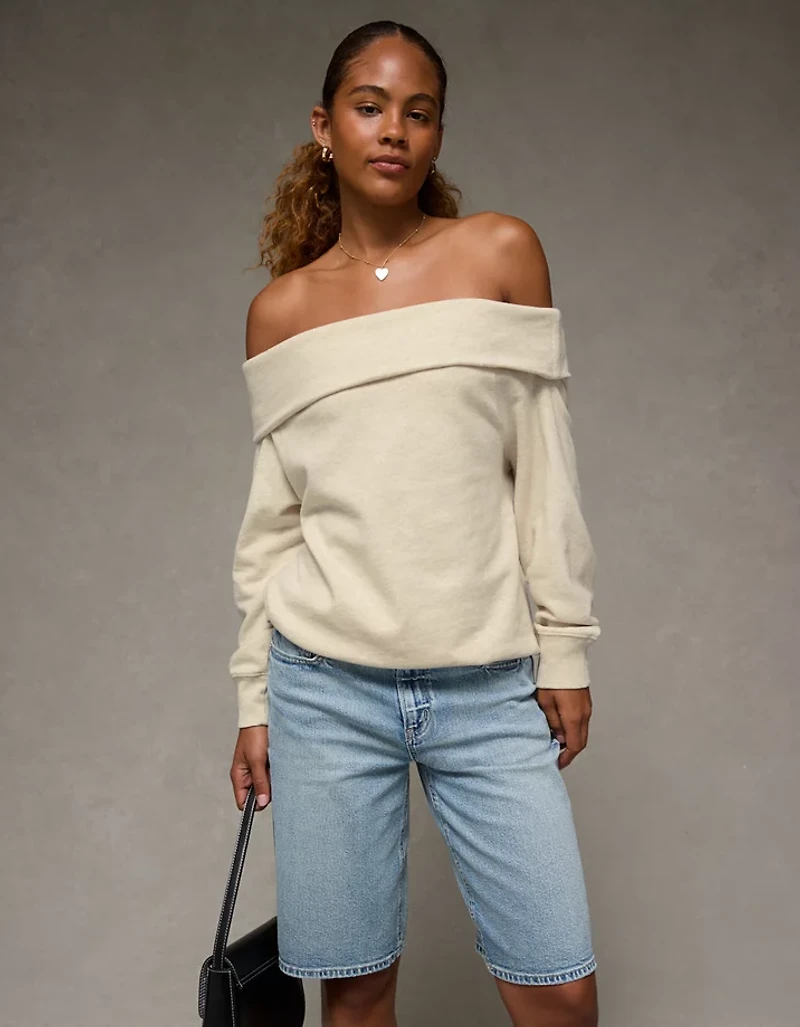 AE Foldover Off-The-Shoulder Sweatshirt