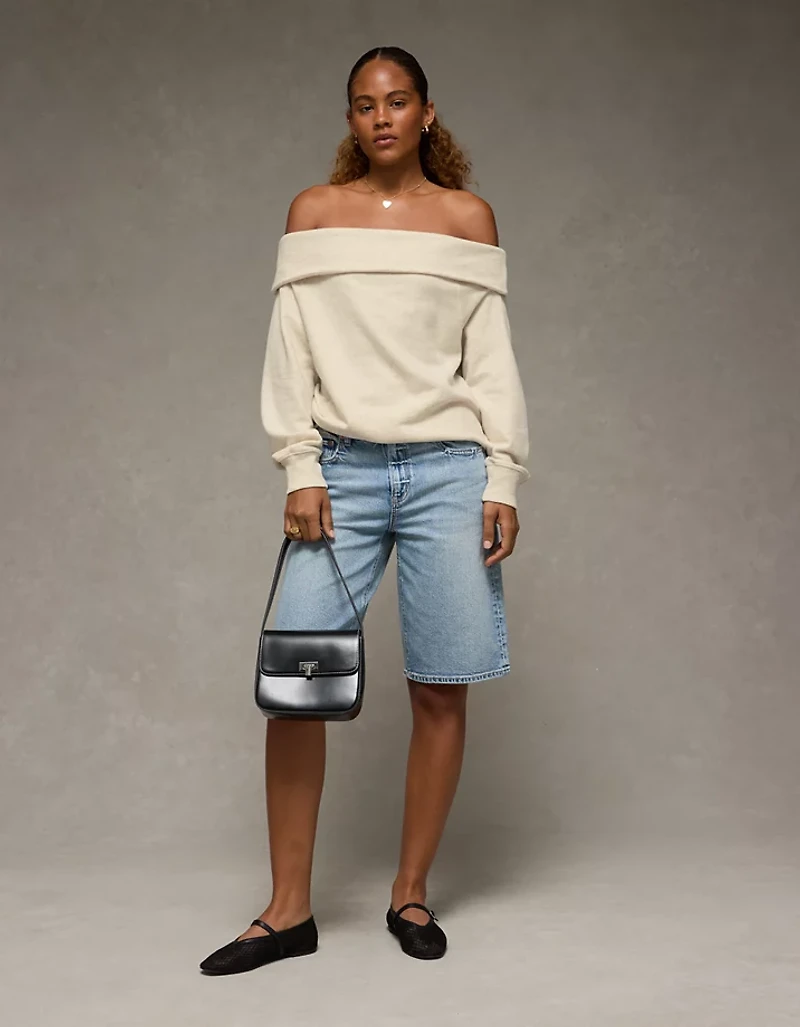 AE Foldover Off-The-Shoulder Sweatshirt