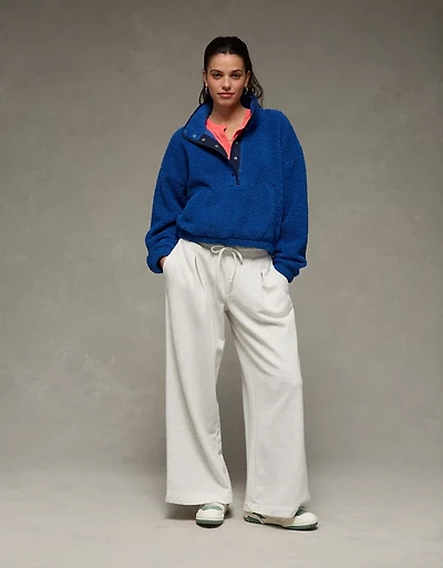 Chandail henley en molleton de tissu-laine décontracté AE