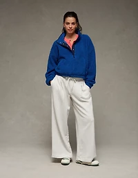 Chandail henley en molleton de tissu-laine décontracté AE