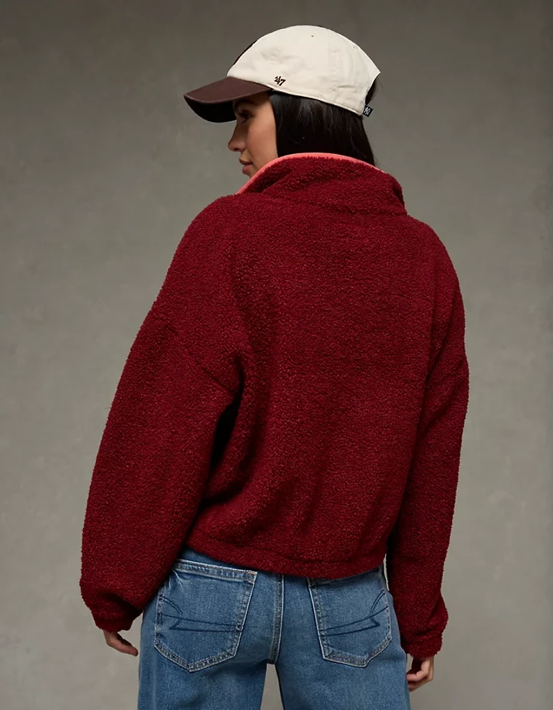 AE Relaxed Sherpa Fleece Henley Sweatshirt