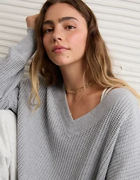 AE Big Hug V-Neck Waffle Sweatshirt