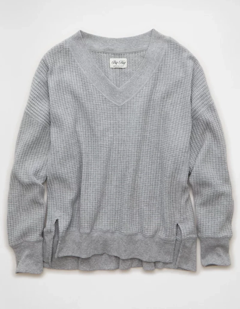 AE Big Hug V-Neck Waffle Sweatshirt