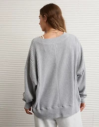 AE Big Hug V-Neck Waffle Sweatshirt
