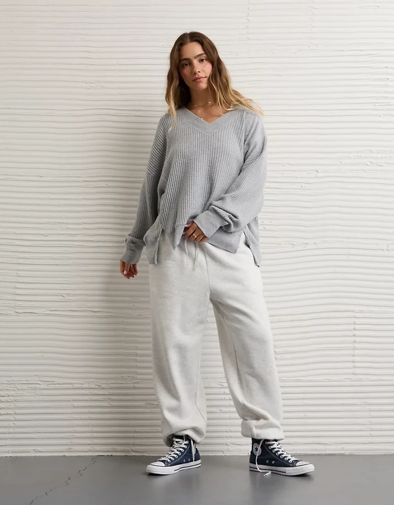 AE Big Hug V-Neck Waffle Sweatshirt